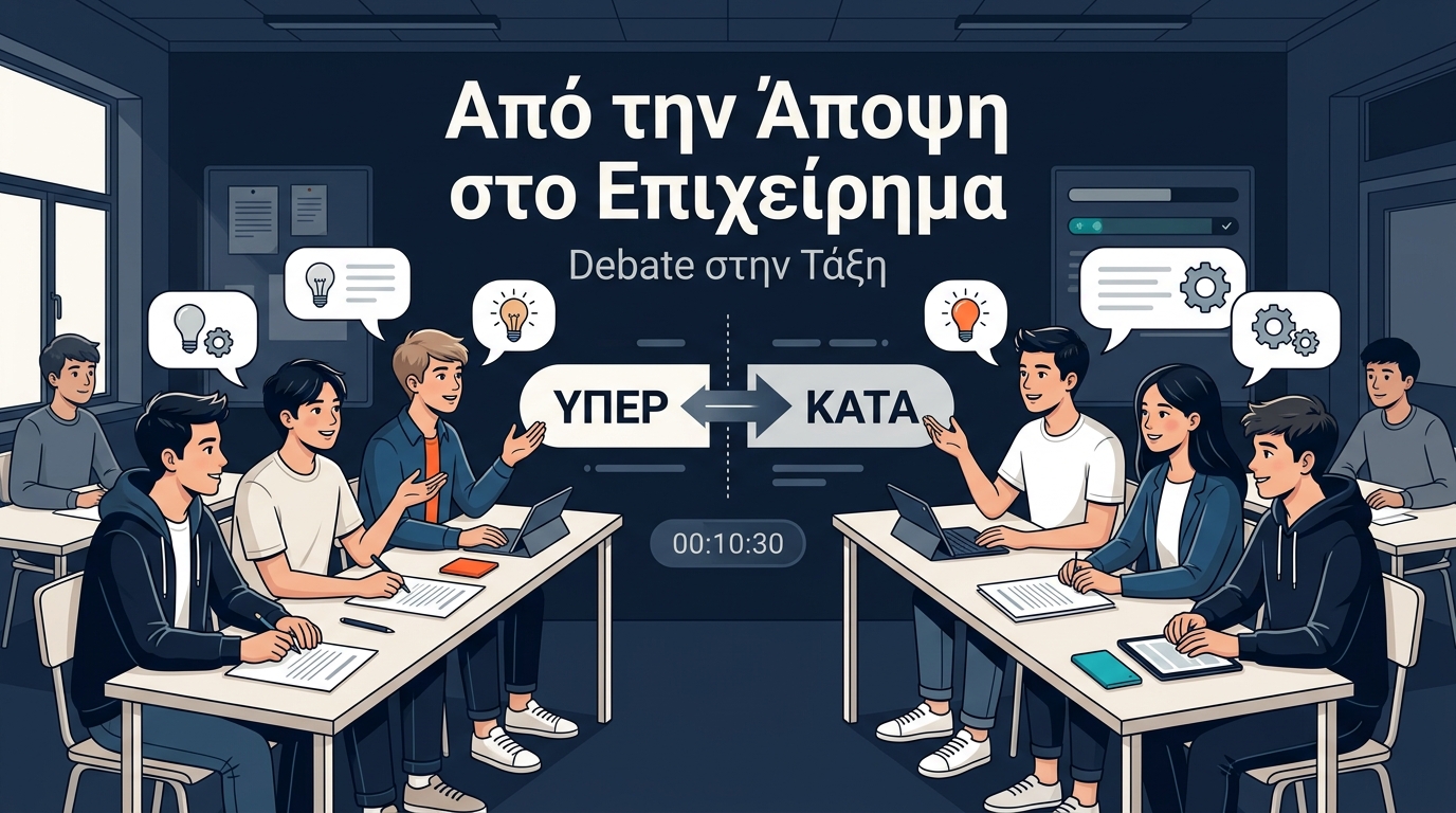 Debate στην Τάξη: Πρακτικός Οδηγός για Εκπαιδευτικούς με το Classroom Debate Engine
